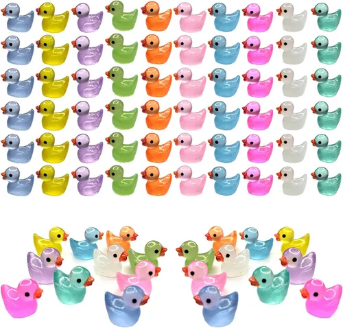 Vista 7 de Cidinge 100 piezas Mini patos luminosos y patos de resina para decoración de micro jardín y casa de muñecas