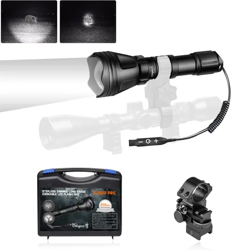 Vista 10 de KL52 MAX linterna de caza mejorada superbrillante de largo alcance con zoom para depredadores, luz LED roja, verde, blanca e IR850, interruptor