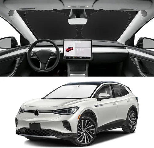 Vista 59 de Parasol plegable para parabrisas de ajuste a la medida, cubierta de ventana frontal que bloquea el sol y protege el automóvil de los rayos del sol