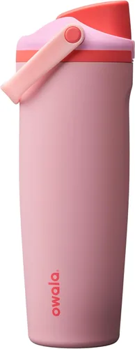 Botella de agua Owala FreeSip con aislamiento de acero inoxidable con pico de dos vías, pajita incorporada y asa de cubo, fabricada para viajes,