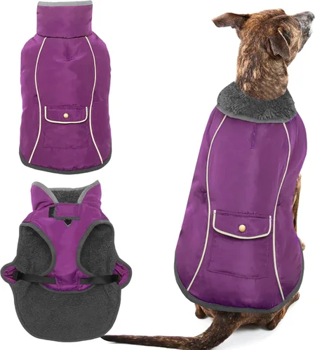 Vista 16 de Abrigo de Invierno para Perro - Ropa Cálida para Perro para Lluvia Nieve Viento Clima Frío - Chaleco Chaqueta para Mascotas Reflectante Ajustable