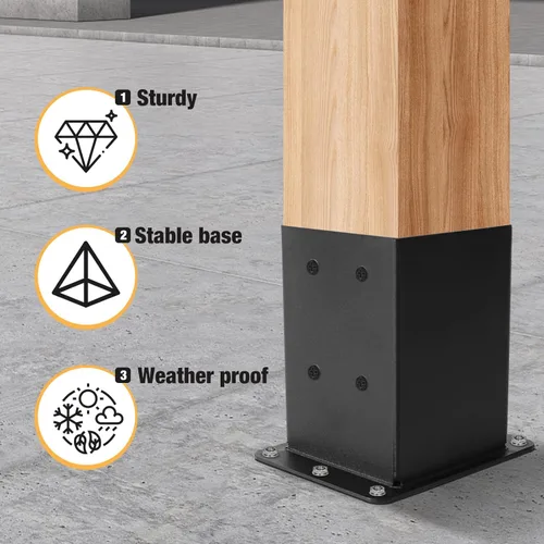 Vista 6 de Base de Poste 4×4 4 Piezas, Soportes de Poste de Cubierta, Tamaño Interior (3.6" x 3.6") Soporte de Poste de Acero con Recubrimiento en Polvo