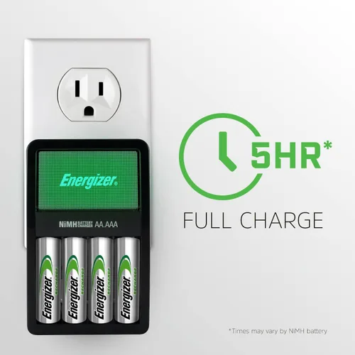 Vista 4 de Energizer Cargador de batería recargable AA y AAA + 4 pilas recargables AA NiMH + 2 pilas recargables AAA NiMH