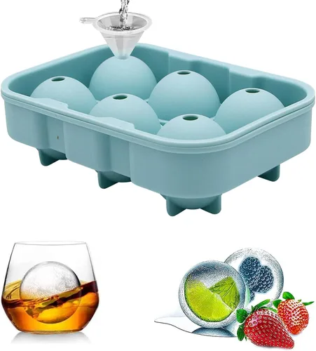 Bandeja redonda de silicona para cubitos de hielo, moldes para cubitos de hielo de bourbon, molde para hacer bolas de hielo con tapa, cubos de hielo