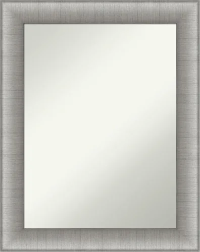 Vista 85 de Amanti Art Espejo de pared plateado de 27 x 21 pulgadas, espejo rectangular de baño de níquel cepillado para decoración de pared, sala de estar