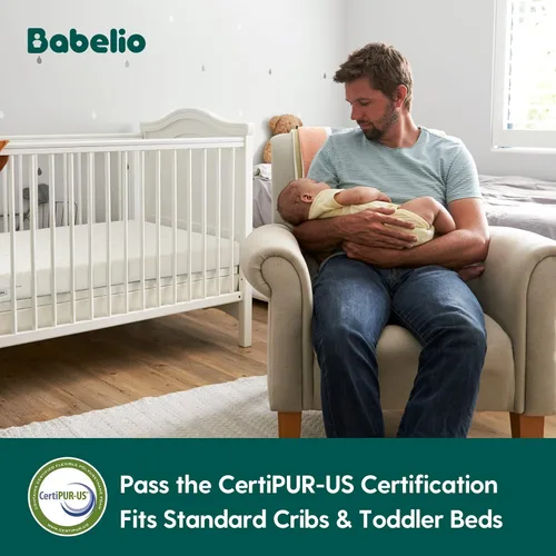 Vista 7 de BABELIO Colchón transpirable para cuna, de doble cara, espuma viscoelástica, impermeable, funda extraíble y lavable a máquina, para niños pequeños