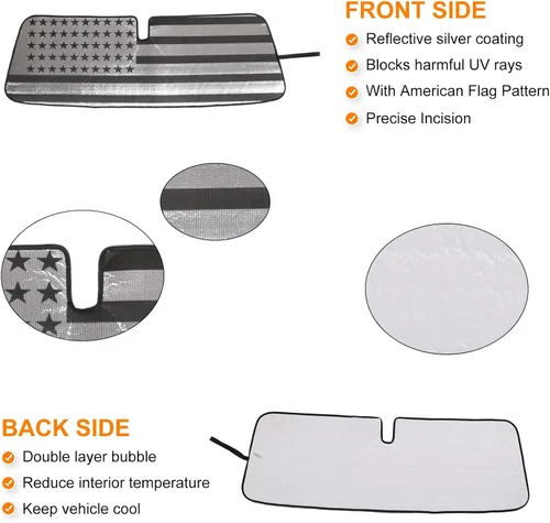 Vista 4 de Parasol plegable reflectante para parabrisas compatible con Hummer H3 2005-2009, visera de protección solar interior de automóvil, mantiene tu
