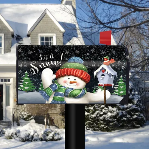 Vista 2 de Briarwood Lane Snow Time Snowman - Funda magnética para buzón de invierno, diseño de muñeco de nieve