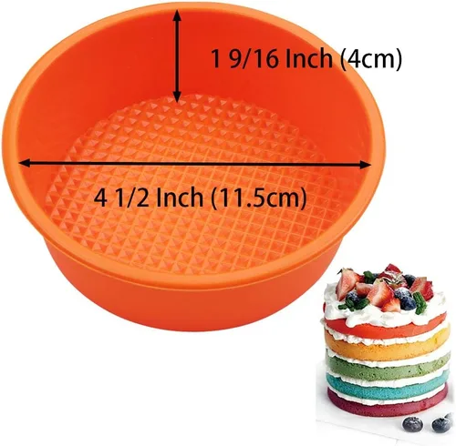 Vista 2 de Molde de silicona para moldes de 4.5 pulgadas para tartas de 4.5 pulgadas, cilíndrico redondo, moldes para tartas de arcoíris, verduras, panqueques