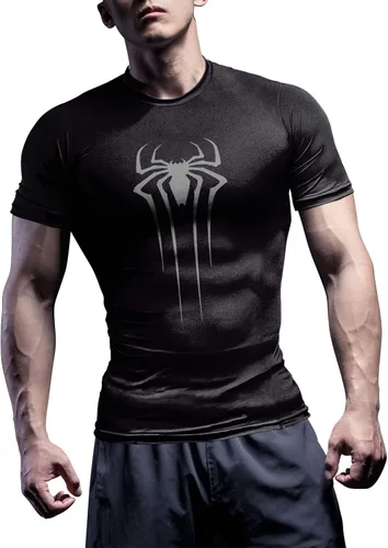 Camisa de compresión para hombre, manga corta, camiseta casual y deportiva, camiseta atlética para fitness