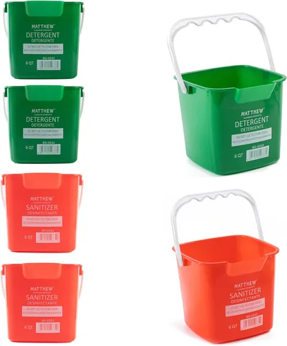 Vista 10 de Matthew - Cubo de limpieza para detergente y desinfectante rojo, verde y azul, cubo de limpieza de 8 cuartos de galón, juego de 3 recipientes