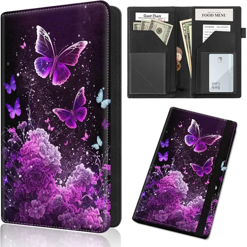 Vista 40 de Server Books for Waitress, Waiter Book Server Organizer with Zipper Pocket,PU Leather Waitress & Waitstaff Book Wallet with Card Slot Guest Check