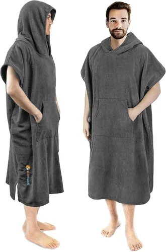 Vista 9 de SUN CUBE Poncho de surf cambiador con capucha Toalla de microfibra absorbente de secado rápido con bolsillo para surfear, hombres y mujeres
