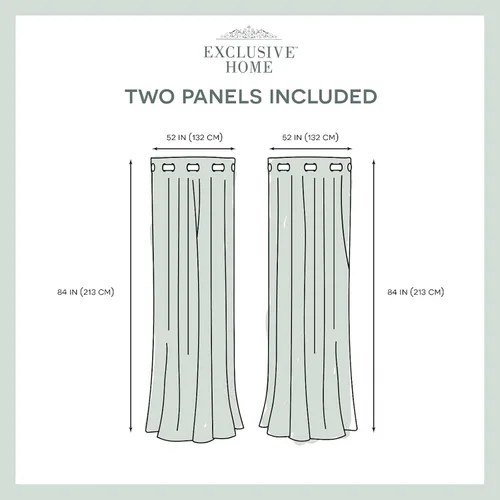 Vista 6 de Exclusive Home Gates panel de cortinas en par para ventana, con arandelas en la parte superior, para oscurecimiento de habitación, tejidas