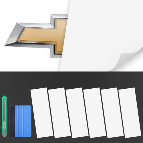 Vista 11 de Lypumso Kit de Envoltura de Vinilo para Emblema de Auto, 6 Piezas de Fibra de Carbono Negro Compatible con Calcomanías de Logo Chevy Bowtie, Corta