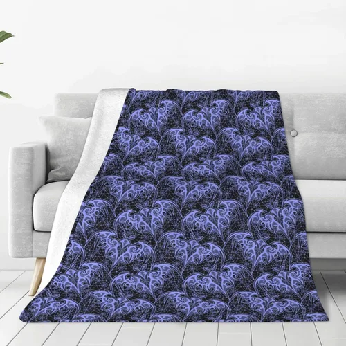 Manta de microforro polar ultra suave con patrón de murciélago para cama, sofá y sofá, gruesa 50 x 40 pulgadas