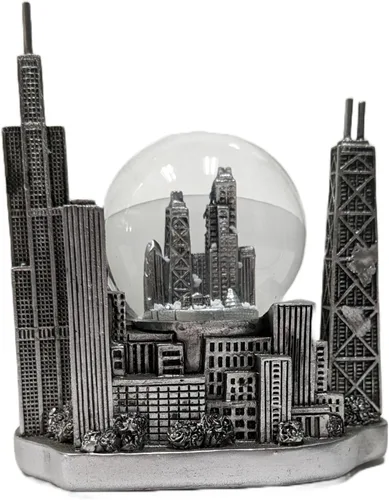 Vista 2 de Pisapapeles con globo de nieve de peltre