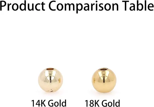 Vista 8 de Cuentas redondas chapadas en oro de 14 quilates, cuentas duraderas que no se decoloran fácilmente, cuentas espaciadoras sin costuras, cuentas