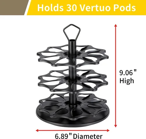 Vista 2 de FlagShip Carrusel Portacápsulas de Café de 3 Niveles para Cápsulas Vertuo de Metal Instalación Fácil Pequeño para Soporte de Cápsulas Vertuo