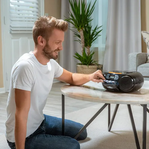 Vista 5 de Philips Portable CD Player Boombox - Portable MP3 Player and Cassette Tape Player, Boom Box Compact Stereo Sound System with Dynamic Bass Boost