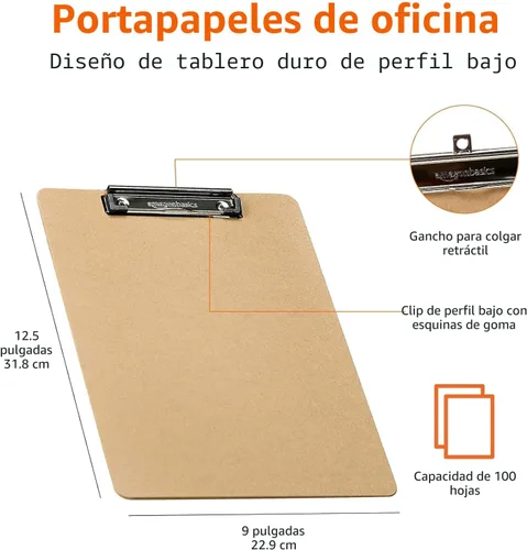 Vista 6 de Yaxa Basics Portapapeles para oficina, 6 unidades, marrón