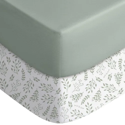 Vista 30 de Yoofoss Sábanas ajustadas para Pack and Play, paquete de 2 sábanas para minicuna para colchón Pack N Play, sábana elástica para corralito, suave