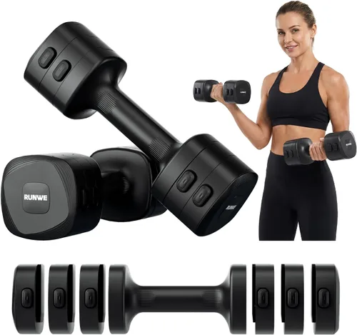 Vista 15 de Lightweight Adjustable Dumbbell Kettlebell Set - 4 in 1 Free Weight Set with Kettlebell Grip Converter, Each 2.2 3.3 4.4 5.5lb Quick Change