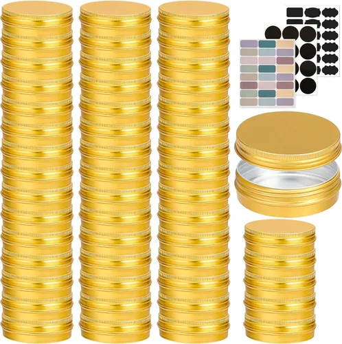 Vista 8 de Paquete de 12 latas de 4 onzas, latas redondas para ungüento, lata de aluminio dorado de 4 onzas con tapas, recipientes de lata de metal