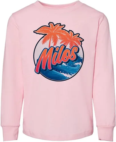 Tropical Milos - Camiseta de manga larga para niños pequeños Rosa claro