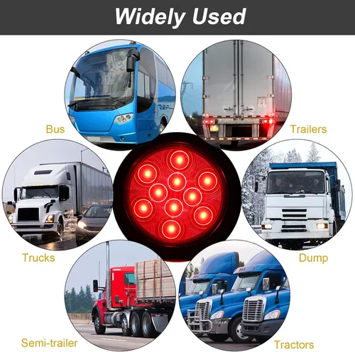 Vista 5 de Retisee 20 luces traseras LED redondas de 4 pulgadas para remolque, 12 LED, impermeables, 4 pulgadas, 12 V, parada de freno, direccional, luces