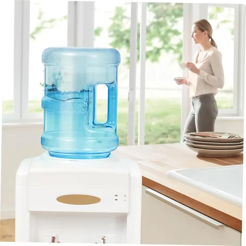 Vista 5 de VOSAREA Contenedor de botella de agua de plástico de 5L Cubo de jarra con tapa de corona y asa de transporte para cubo de agua purificada
