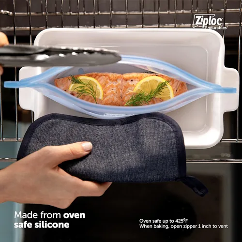 Vista 5 de Ziploc Endurables - Bolsa grande y recipiente mediano, bolsas de silicona reutilizables y recipientes de almacenamiento de alimentos
