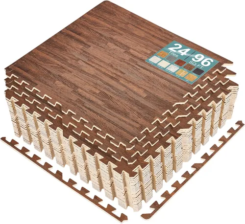 Vista 26 de Sorbus Losetas de suelo de madera veteada, esteras de espuma EVA entrelazadas, losetas de 3/8" de grosor para suelos de madera, esteras de ejercicio