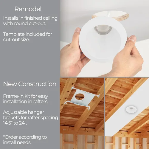 Vista 5 de WAC Lighting, Blaze - Luz LED empotrable cuadrada de 6 pulgadas con kit de marco de nueva construcción, 5-CCT seleccionable