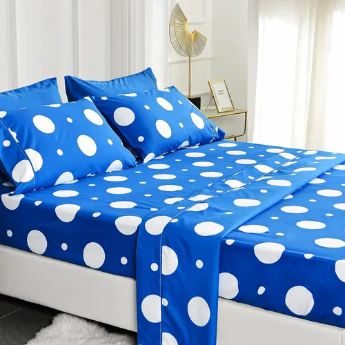 Vista 33 de American Home Collection - Juego de sábanas y fundas de almohada estampadas de 6 piezas, con 14 pulgadas de caída; sábanas de microfibra con doble