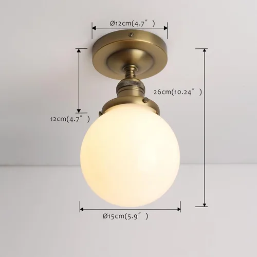 Vista 6 de Pathson Lámpara de techo moderna de montaje empotrado con vidrio de globo de leche, lámpara de iluminación de techo industrial esmerilada