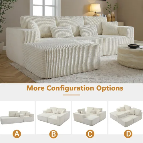 Vista 6 de Sofá modular de 110 pulgadas, sofá modular Cloud con asiento profundo, sofás tapizados sin hueso para sala de estar, sofá modular moderno