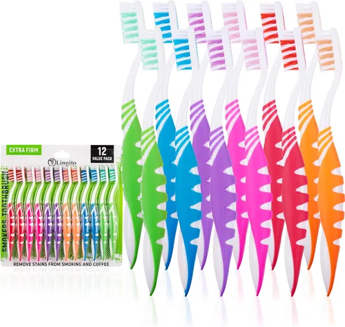 Vista 10 de Cepillo de dientes extra firme, juego de cepillos de dientes de cerdas duras para adultos o fumadores, kit de viaje, cepillo de dentadura