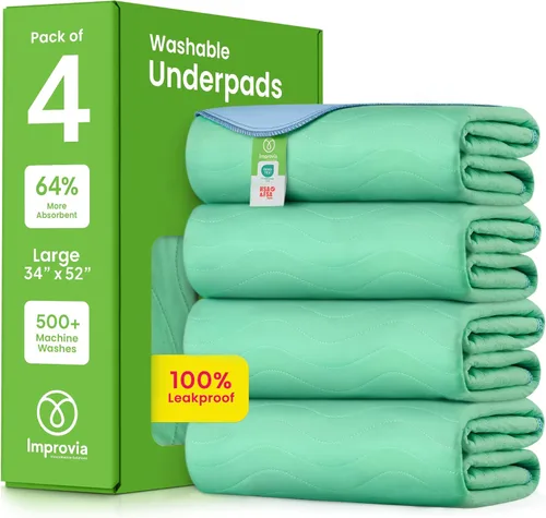 Vista 19 de IMPROVIA® - Almohadillas lavables, 18 x 24 pulgadas (paquete de 4), reutilizables y de gran absorción para incontinencia, impermeables, para niños