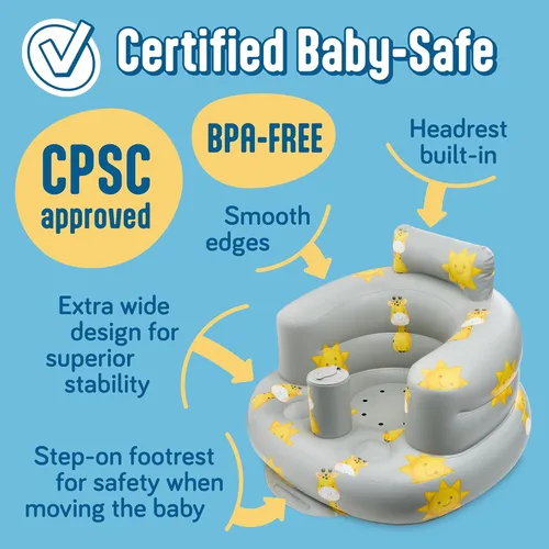 Vista 4 de SplashEZ Asiento inflable para bebé, silla de asiento para niños de 3 meses a 3 años, asiento de bebé inflable con bomba de aire para el hogar