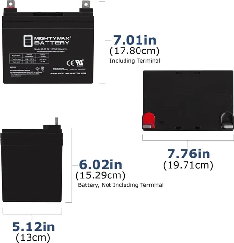 Vista 2 de Mighty Max Battery Batería de 12 V 35 AH para silla de ruedas Merits MP3CF, MP3F, MP3C, MP3U - 2