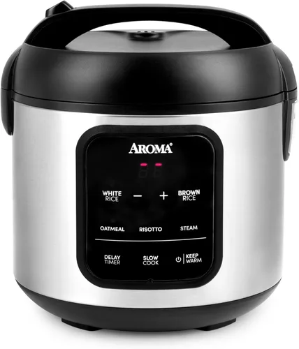 AROMA® Olla para arroz digital, 4 tazas (sin cocinar) / 8 tazas (cocidas), vaporera, multicocina, olla de cocción lenta, olla para avena,