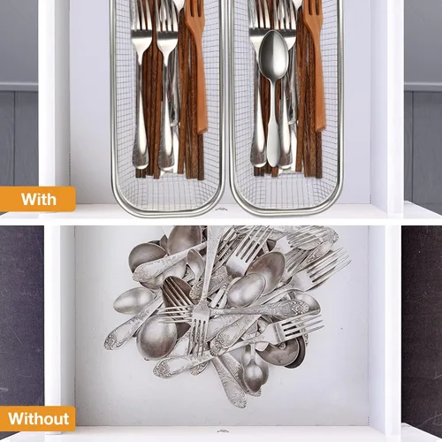 Vista 5 de DOITOOL Estante de secado de utensilios de acero inoxidable, multiusos, para encimera de cocina, cesta de cubiertos apta para lavavajillas