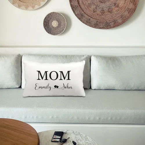 Vista 7 de Generic Funda de almohada personalizada para mamá con nombres personalizados de los niños, funda de almohada de 12 x 20 pulgadas, funda de almohada