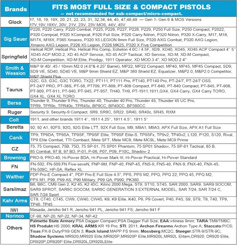Vista 3 de Funda universal OWB para Glock/S&W/Sig/Springfield/CZ/Beretta/Taurus/Canik/FN/ 1911/Walther, se adapta a más de 100 pistolas de tamaño completo
