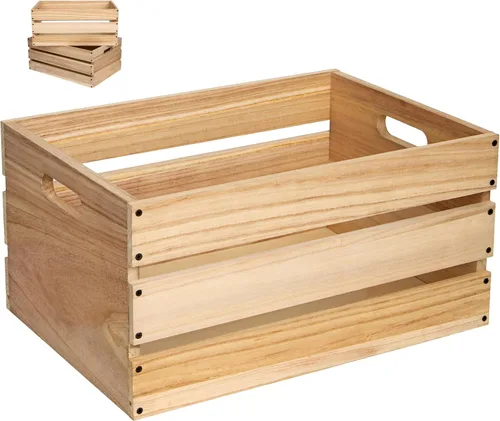 Vista 9 de Cajas de madera de gran tamaño de 20 pulgadas de largo para almacenamiento, cajas de madera de madera de troncos de granja, adecuadas
