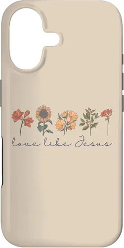 Vista 32 de iPhone 12 Pro Max Love Like Jesus Boho Flowers Bible Scripture Religious Faith Case