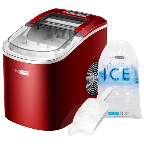 VIVOHOME Máquina automática eléctrica portátil para hacer cubitos de hielo con cuchara de mano, 10 bolsas de hielo y función de autolimpieza, 27