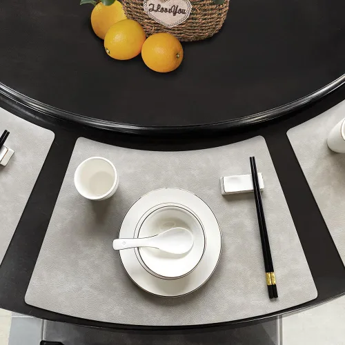 Vista 24 de Leather Round Table Washable Placemats, Thick Faux Leather Heat Resistant Wedge Table Placemat, Waterproof Non-Slip Easy to Clean Place mat for