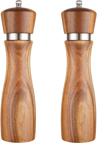 Vista 9 de Molinillo acrílico avanzado de sal y pimienta, molinillo de pimienta de madera, molinillo de cerámica duradero con grosor ajustable para moler